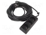 Extension lead; 3x1.5mm2; Sockets: 3; PVC; black; 10m; 16A JONEX