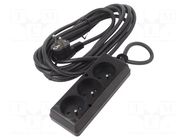 Extension lead; 3x1.5mm2; Sockets: 3; PVC; black; 5m; 16A JONEX