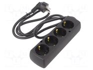 Extension lead; 3x1.5mm2; Schuko; Sockets: 4; PVC; black; Len: 1.5m JONEX