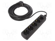 Extension lead; 3x1.5mm2; Schuko; Sockets: 5; PVC; black; Len: 10m JONEX