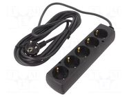 Extension lead; 3x1.5mm2; Schuko; Sockets: 5; PVC; black; Len: 5m JONEX