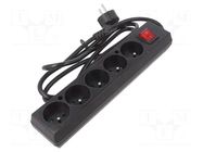 Extension lead; 3x1.5mm2; Sockets: 5; PVC; black; 1.5m; 16A JONEX