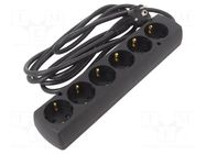 Extension lead; 3x1.5mm2; Schuko; Sockets: 6; PVC; black; Len: 3m JONEX