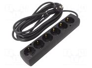 Extension lead; 3x1.5mm2; Schuko; Sockets: 6; PVC; black; Len: 5m JONEX