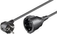 Extension Lead Earth Contact, 2 m, Black, 2 m - safety plug hybrid (type E/F, CEE 7/7) 90° > safety socket (Type F, CEE 7/3)