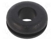 Grommet; Ømount.hole: 9.53mm; Øhole: 6.35mm; rubber; black KEYSTONE