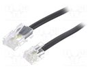 Cable: telephone; flat; RJ11 plug,RJ45 plug; 10m; black Goobay