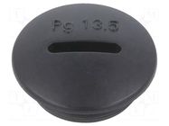 Stopper; PG13,5; IP56; polyamide; black; Thread: PG; 6mm; -25÷60°C BM GROUP