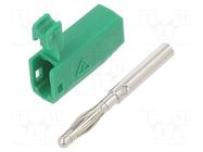 Connector: 2mm banana; plug; 10A; 30VAC; 60VDC; green; soldered STÄUBLI