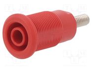 Connector: 4mm banana; socket; 32A; red; nickel plated STÄUBLI