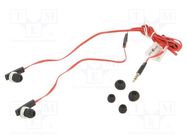 Headphones with microphone; black,red; Jack 3,5mm; in-ear; 1.2m GEMBIRD