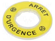 Label; Harmony XB4; Ø22mm; yellow; Dim: Ø60mm SCHNEIDER ELECTRIC