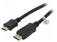 Cable; DisplayPort plug,HDMI plug; PVC; 3m; black; black; plastic Goobay