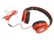 Headphones with microphone; black,red; Jack 3,5mm; headphones GEMBIRD