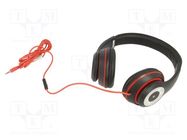 Headphones with microphone; black,red; Jack 3,5mm; headphones GEMBIRD