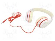 Headphones with microphone; white,red; Jack 3,5mm; headphones GEMBIRD