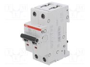 Circuit breaker; 230/400VAC; Inom: 16A; Poles: 2; Charact: K; 6kA ABB