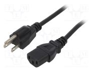 Cable; 3x18AWG; IEC C13 female,NEMA 5-15 (B) plug; PVC; 2m; black LIAN DUNG