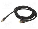Cable; HDMI 1.4; HDMI plug,both sides; PVC; textile; 3m; black VCOM