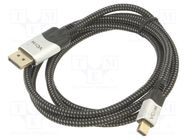 Cable; DisplayPort 1.4,HDCP 2.2; PVC; textile; 1.5m; black VCOM