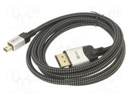 Cable; DisplayPort 1.4,HDCP 2.2; PVC; textile; 2m; black VCOM