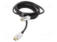 Cable; HDMI plug,both sides; PVC; textile; 3m; black; grey VCOM