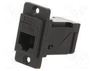 Coupler; DUALSLIM; Cat: 5e; 8p8c; RJ45 socket,both sides; angled CLIFF