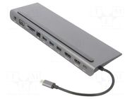 Hub USB; USB 3.0; grey; 5Gbps; 0.18m; 100W; Colour: black VCOM