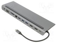 Docking station; USB 3.0; 0.18m; black; 5Gbps; grey; 100W VCOM