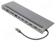 Hub USB; USB 3.0; grey; 5Gbps; 0.18m; 100W; Colour: black VCOM