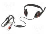 Headphones with microphone; black,red; Jack 3,5mm x2; 1.8m; 32Ω GEMBIRD