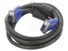 Cable; D-Sub 15pin HD plug,both sides; black; 3m; Øcable: 8mm VCOM