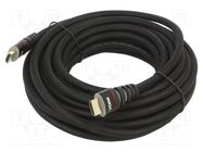 Cable; HDMI 1.4; HDMI plug,both sides; PVC; textile; 10m; black VCOM