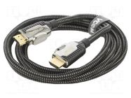 Cable; HDMI plug,both sides; PVC; textile; 1.5m; black; black,grey VCOM