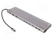 Hub USB; USB 3.0,USB 3.1; grey; 5Gbps; 0.18m; 100W; Colour: black VCOM