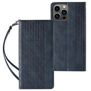 Magnet Strap Case for iPhone 12 Pro Max Pouch Wallet + Mini Lanyard Pendant Blue, Hurtel