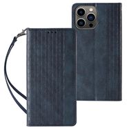 Magnet Strap Case for iPhone 12 Pro Max Pouch Wallet + Mini Lanyard Pendant Blue, Hurtel