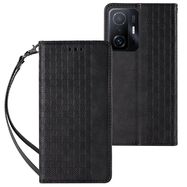 Magnet Strap Case Case for Samsung Galaxy A12 5G Pouch Wallet + Mini Lanyard Pendant Black, Hurtel