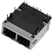 RJ45 CONNECTOR, JACK, 8P8C, 2PORT, TH