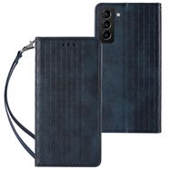 Magnet Strap Case Case for Samsung Galaxy S22 Pouch Wallet + Mini Lanyard Pendant Blue, Hurtel