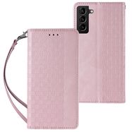 Magnet Strap Case Case for Samsung Galaxy S22 + (S22 Plus) Pouch Wallet + Mini Lanyard Pendant Pink, Hurtel