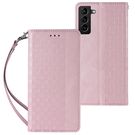 Magnet Strap Case Case for Samsung Galaxy S22 Ultra Pouch Wallet + Mini Lanyard Pendant Pink, Hurtel