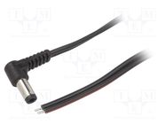 Cable; 2x0.75mm2; wires,DC 5,5/2,5 plug; angled; black; 0.5m WEST POL