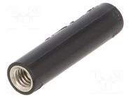 Connector: 4mm banana; socket; 32A; black; nickel plated; M4,screw STÄUBLI