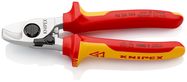 KNIPEX 95 26 165 Cable Shears with opening spring insulated with multi-component grips, VDE-tested chrome-plated 165 mm
