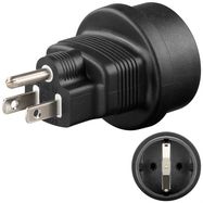 Travel Adapter Europe to USA/Japan, black - for connecting devices from Europe (Type F) to sockets in USA/Japan (Type B)