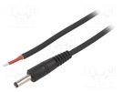 Cable; 1x1mm2; wires,DC 4,0/1,7 plug; straight; black; 1.5m WEST POL