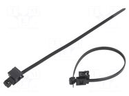 Cable tie; with fixing for edges; L: 200mm; W: 4.8mm; black; 230N PARTEX