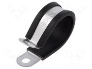 Fixing clamp; ØBundle : 25mm; W: 12.7mm; steel; Cover material: PVC HELLERMANNTYTON