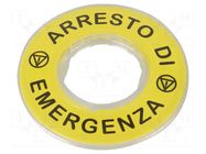 Label; Harmony XB4; Ø22mm; yellow; Dim: Ø60mm SCHNEIDER ELECTRIC